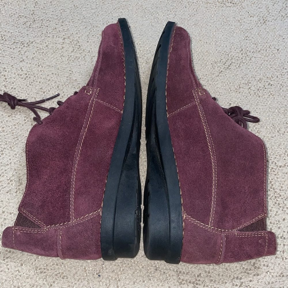 NEW Clarks Chukka Suede Ankle Boots Collection Burgundy Leather Lace up Size 9.5 - Picture 6 of 10